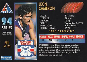 1994 Dynamic AFLPA #41 Leon Cameron Back